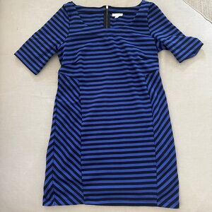 A Pea in the Pod Blue and Black Striped Maternity Dress